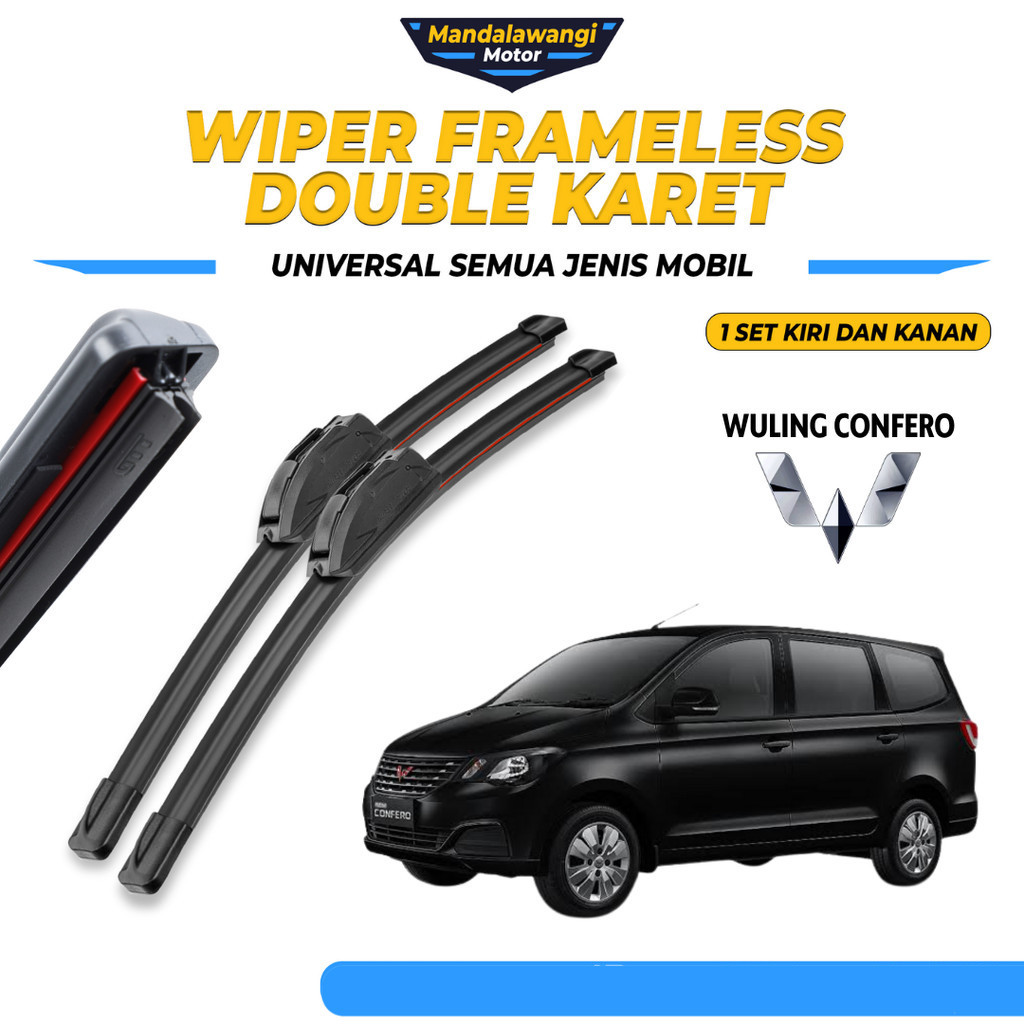 Wiper Blade Wuling Confero Double Karet Pembersih Kaca Depan Mobil 1 Set Kiri dan Kanan