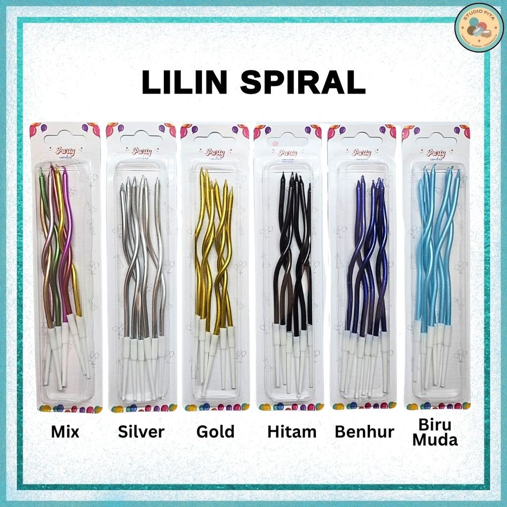 Lilin Ultah Spiral Panjang isi 6 Lilin KOREA Lilin Birthday Ulir Lilin Keriting