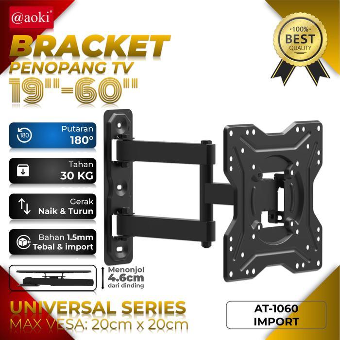 PROMO  AOKI Bracket TV Full Motion Swivel Arm untuk Televisi 19-60 Inci, Smart TV, LED LCD TV, Monit