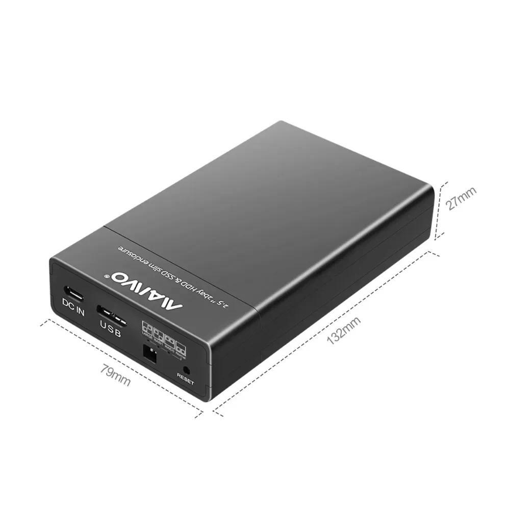 Dual-bay 2.5 inch External HDD SSD Case 4 RAID Enclosure for 2.5-inch Array Hard Drive Enclosure USB