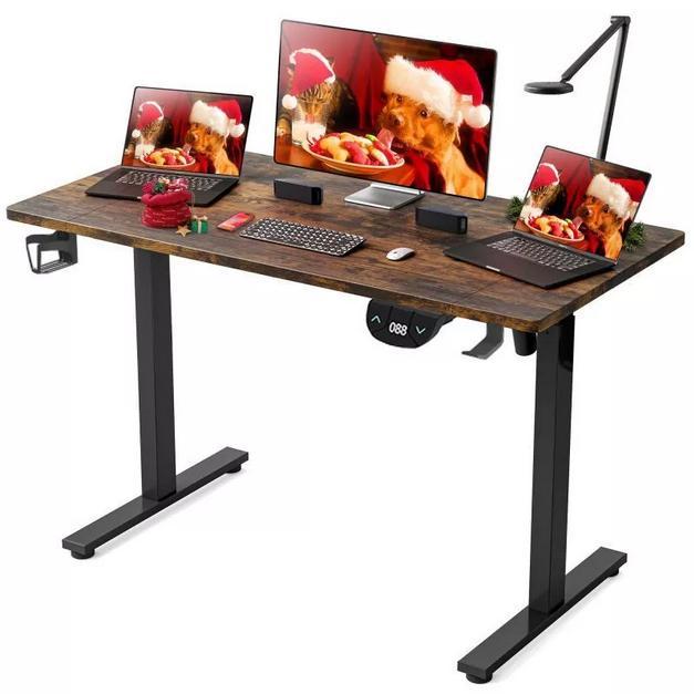 Meja Standing Desk Elektrik Adjustable 120x60cm Height Adjustable Desk Motorized Sit Stand Desk Kena