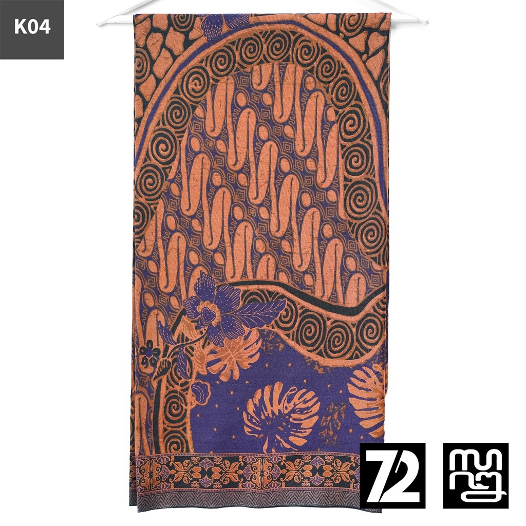 72 Batik - Kain Batik Bahan Katun Motif Parang Naru Warna Ungu Coklat 724176