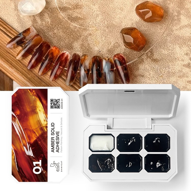 6 Grid Set Gel Kuku Salon & DIY Model Baru Aurora Gel Mutiara Kaca & Metal Emboss Untuk Silk Tekstur