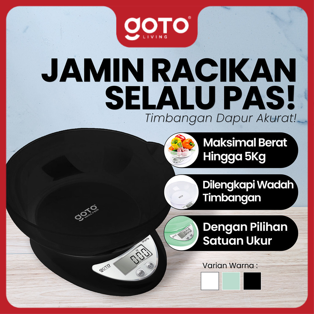 (Best Offer) Goto Walter Timbangan Dapur Digital Kitchen Scale Akurat Maksimal 5kg