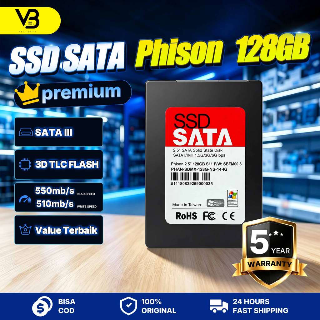 SSD 128GB Phison 2.5 Inch SATA III 3D TLC NAND 550MB/s