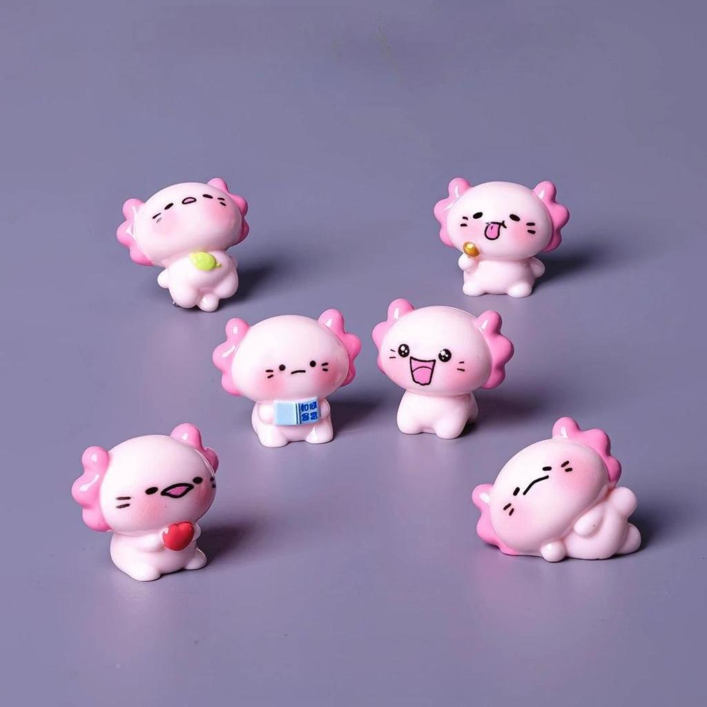 30pcs Mini Resin Pink Axolotl Miniature Cartoon Axolotl Ambystoma Tiny Animal Figures Ornament for D