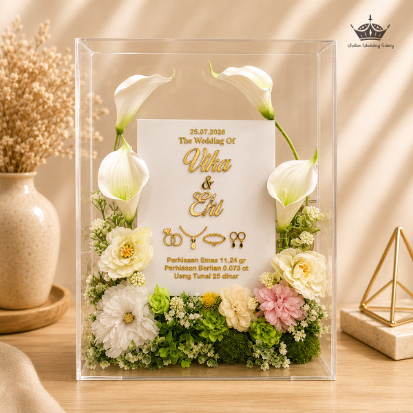 Mahar Pernikahan Akrilik Floral Series - Mahar Pernikahan Akrilik Hitam  Simbolis Mahar Akrilik Nika