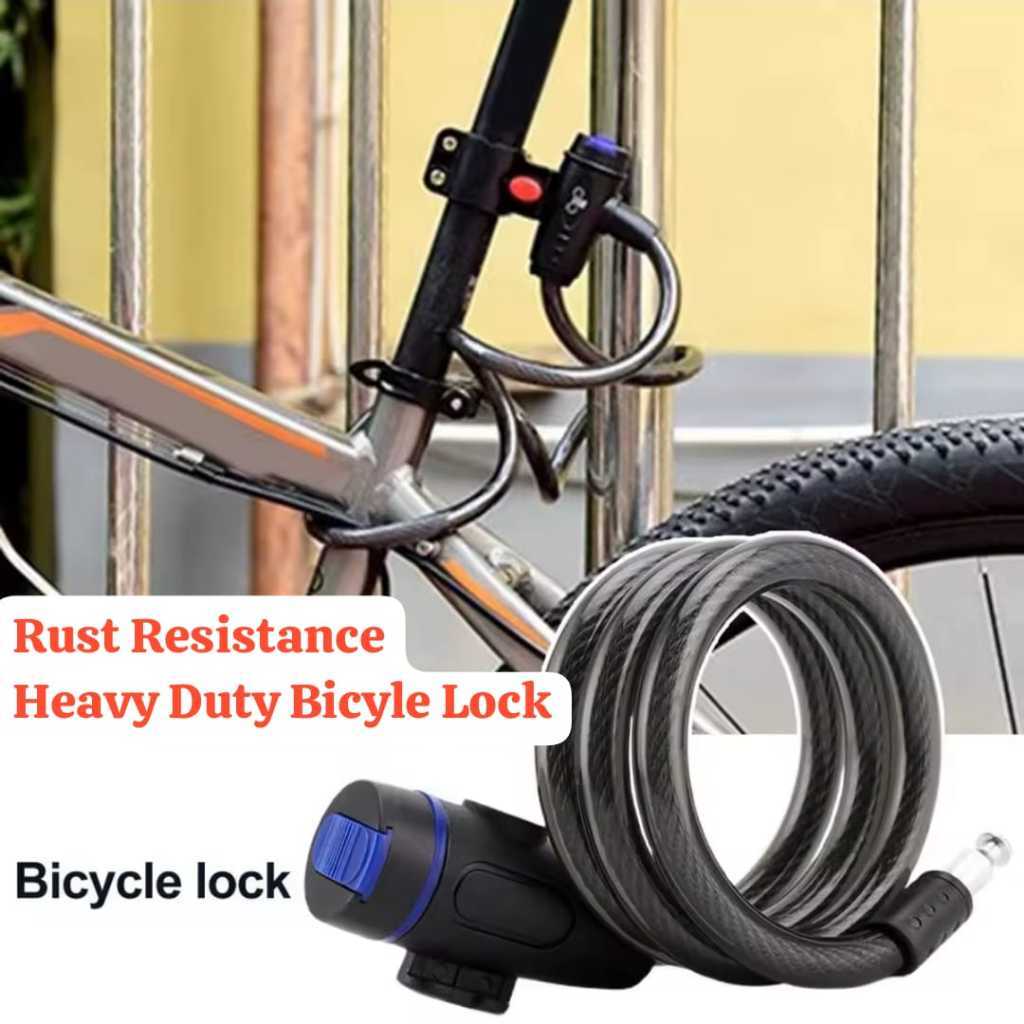 Foto Gembok Kunci Pengaman Padlock Roda Sepeda Motor Pagar Serat Baja Anti Maling 1.1 meter