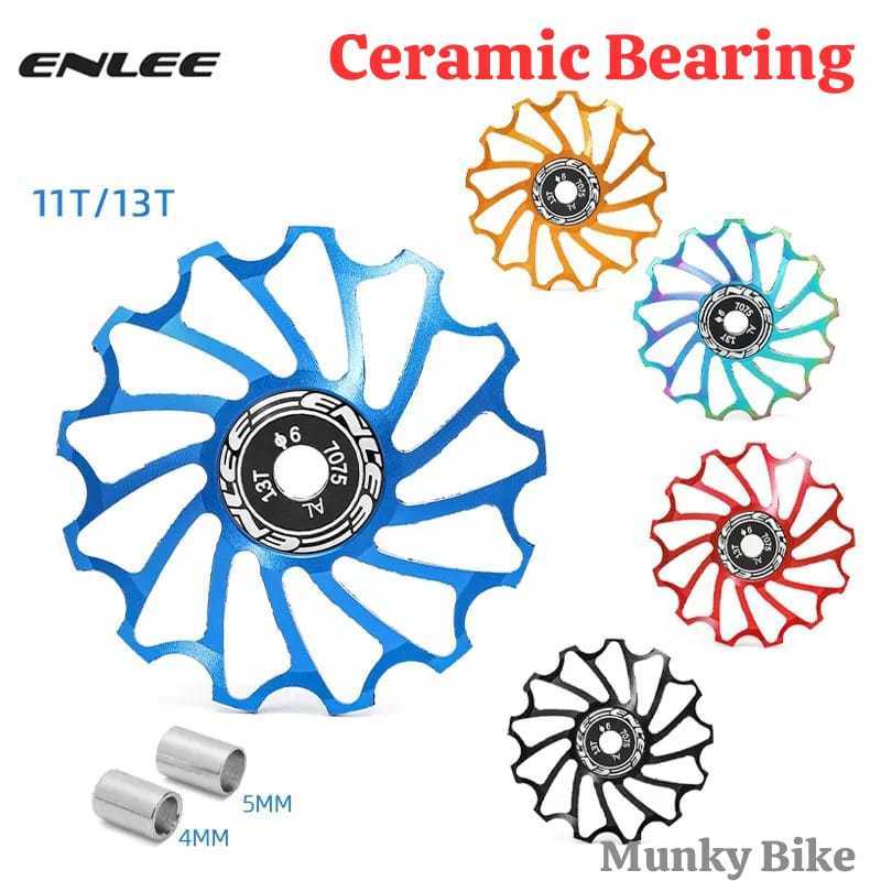Foto Enlee Pulley RD 11T 13T Ceramic Jockey Wheel Bearing Keramik Alloy Loncer untuk Sepeda