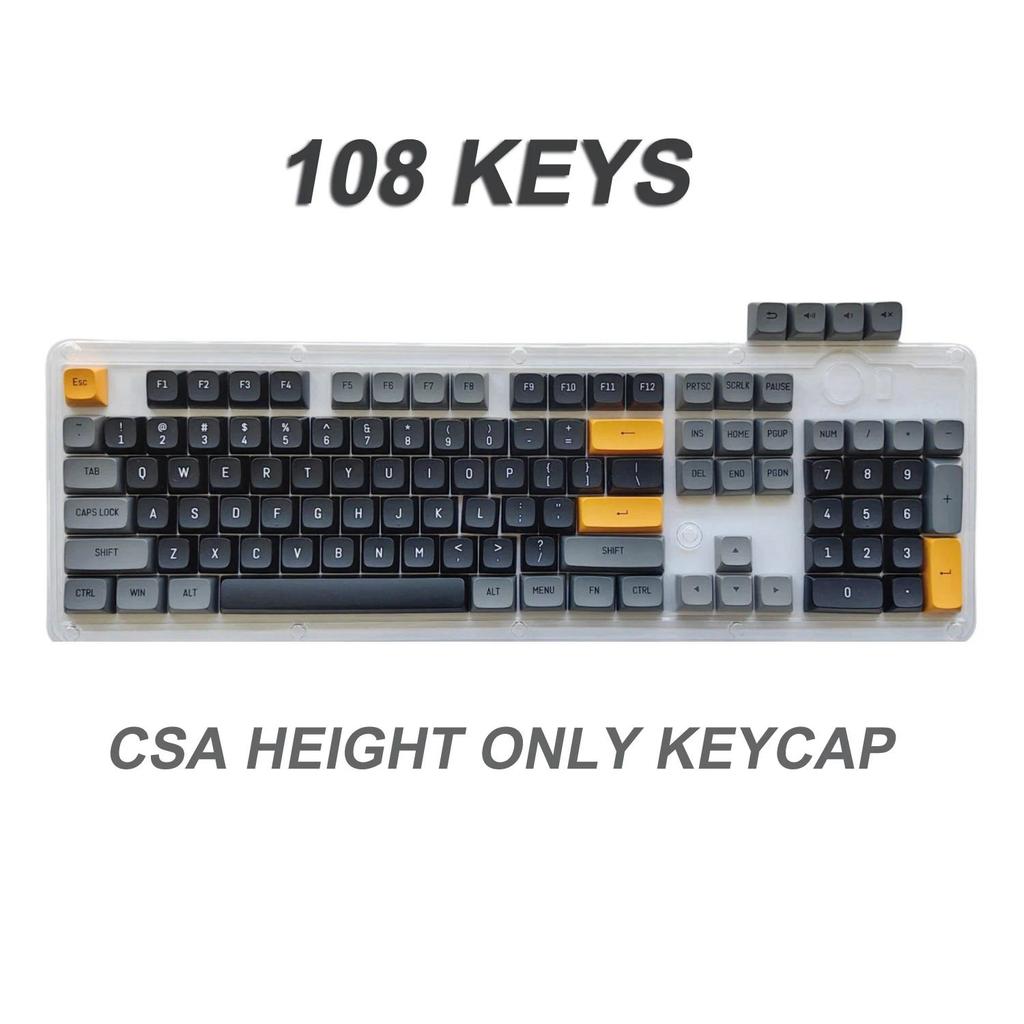 108 Key Keycaps CSA Pbt Keycap Gray Black Simple Color Matching Boys Game Office y Mechanical Keyboa
