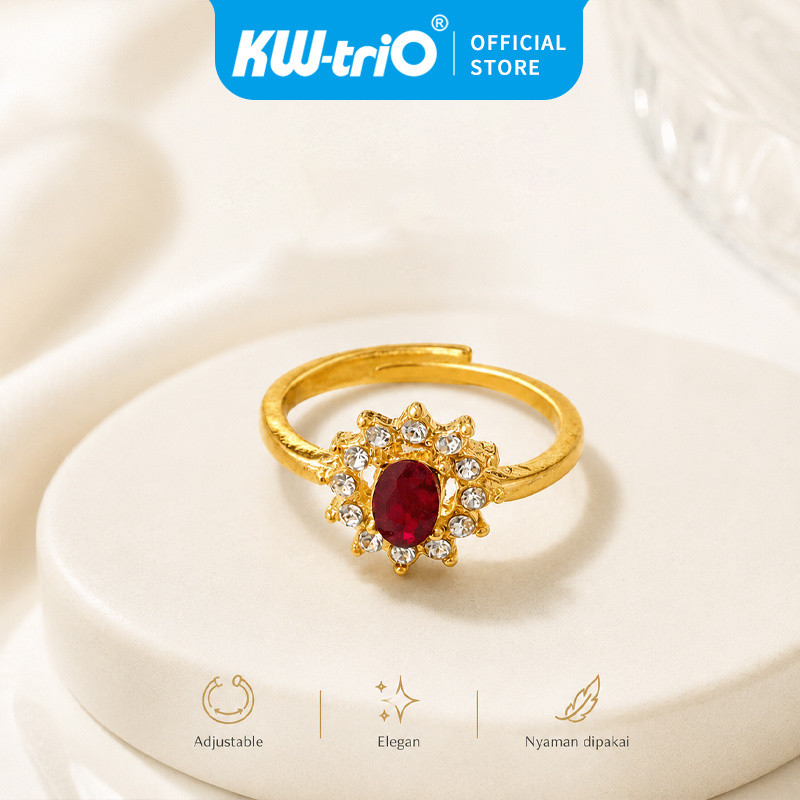 Cincin Permata Merah Delima Cincin Batu Permata Wanita Elegan