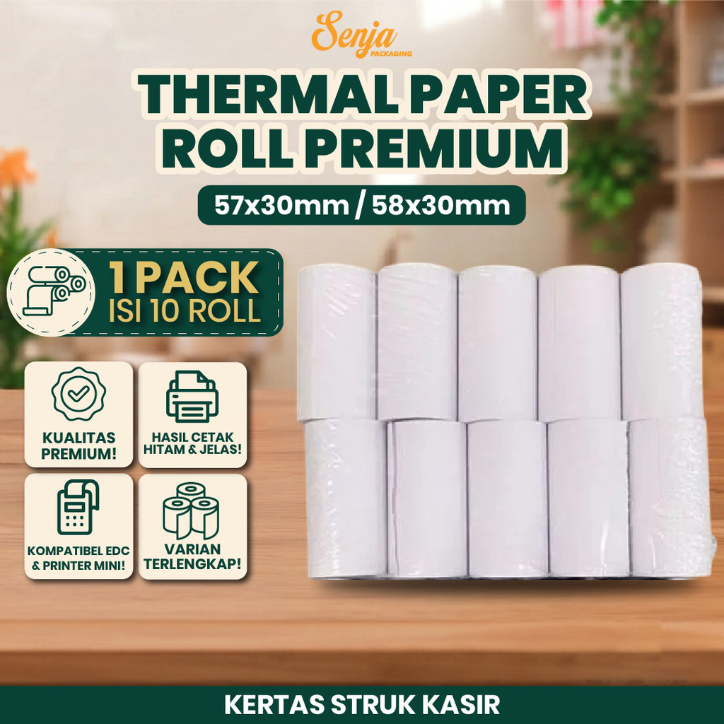 Thermal Paper 58x30mm Bulk Kertas Struk 58x30 10roll SUPPROT POS-58b/POS58A/MP-58A1/MP-58N/MP-58M/MP