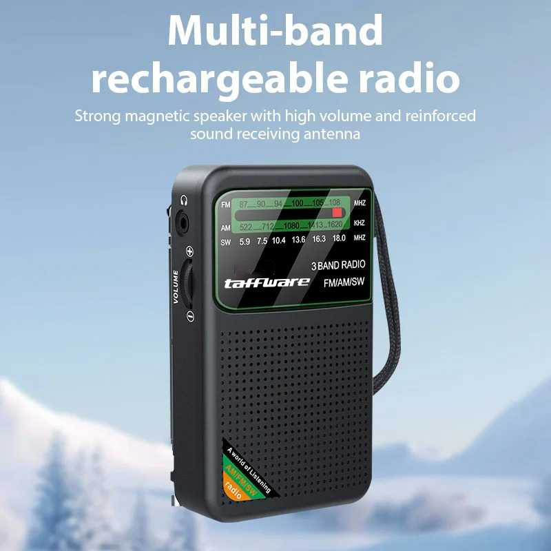Taffware Radio Receiver FM AM SW Antenna Rechargeable Battery - TG-77