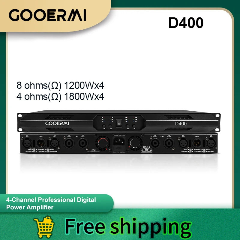 GOOERMI D200/D400 Digital Power Amplifier 2/4 Channel 2000W Professional Amplifier Karaoke Audio Pow