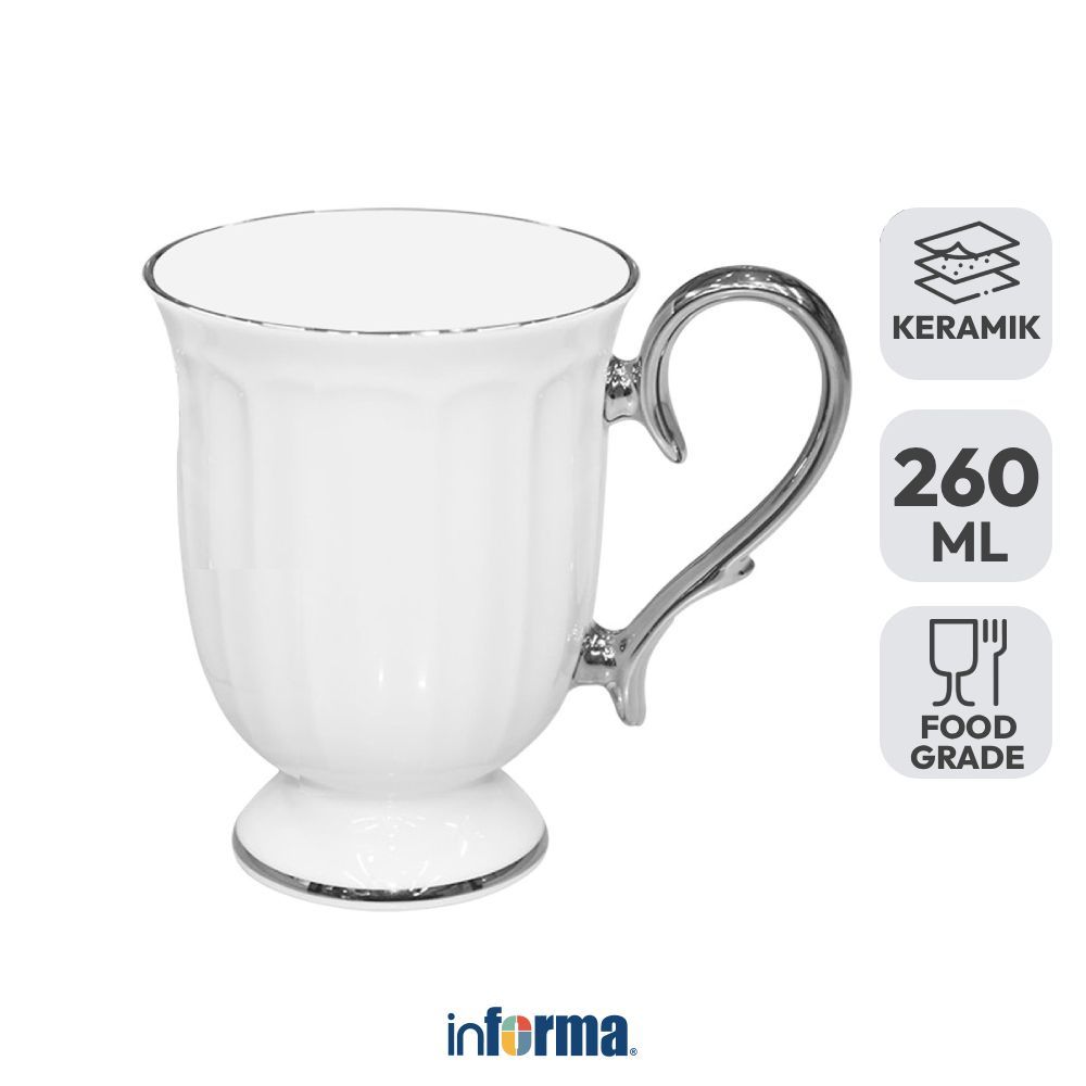 Informa Appetite Mazzagrand Eden Mug Keramik 260 ml - Putih Cangkir Gelas Kopi Coffee Mug Cup Minum 