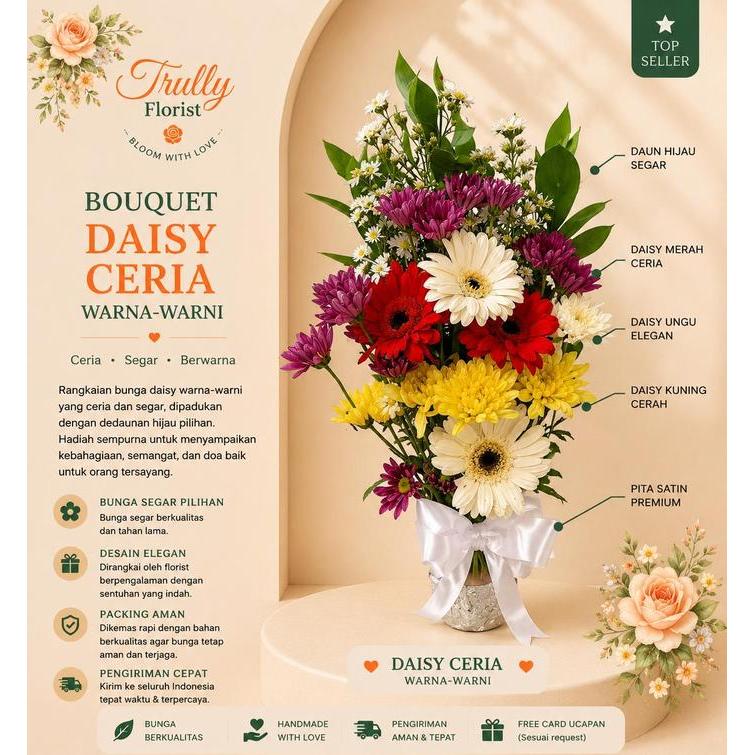 BOUQUET ZIARAH / BUKET BUNGA ASLI / BUNGA NYEKAR / BUKET FRESH FLOWER - Tanpa Sedap Malam