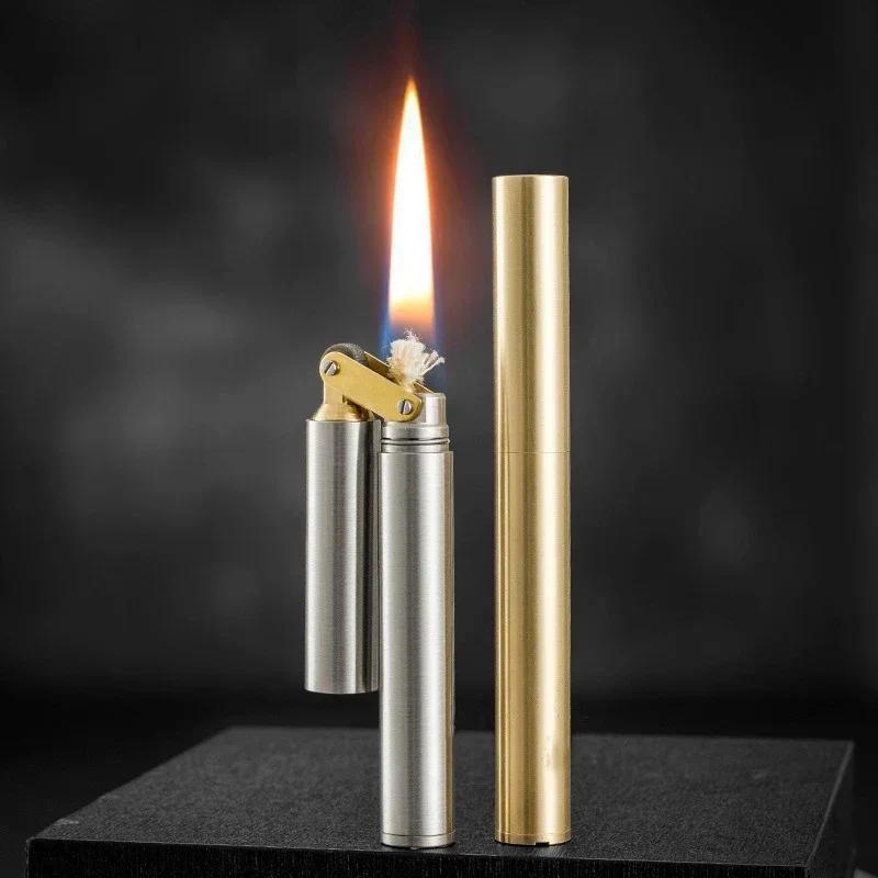 Nunchaku-Creative Metal Kerosenei Lighter, Retro Grinding Wheel Lighter, Foldable Portable Mini Pers