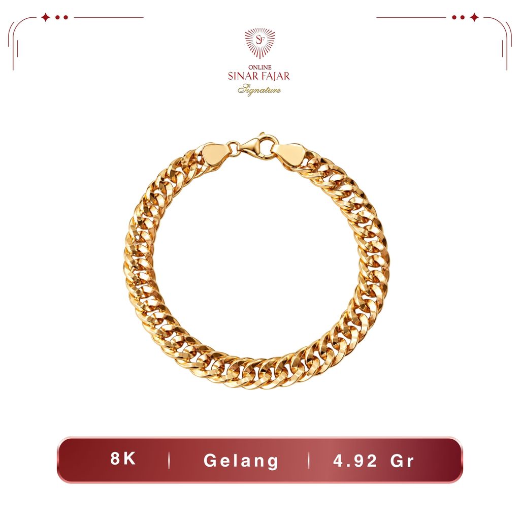 Gelang Emas Rantai Holo Cuban 8K Terbaru - Sinar Fajar