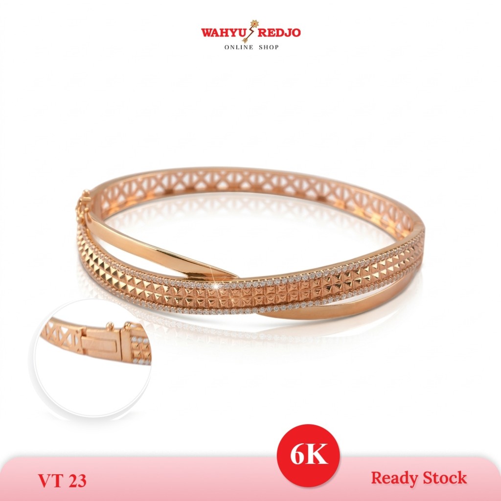 WAHYU REDJO - GELANG EMAS 6K  MODEL OVAL SILANG (NON PMR)