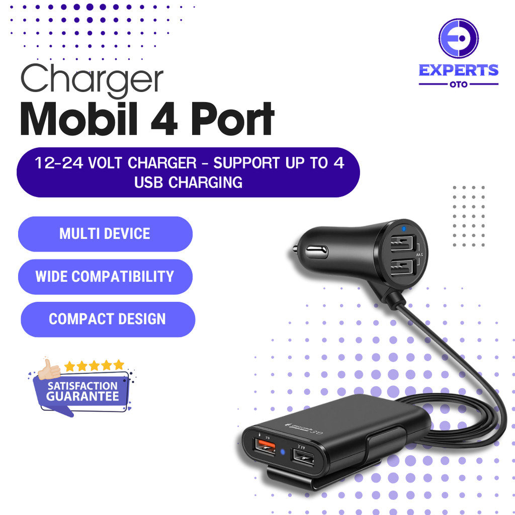 Fast Charging Mobil 3.1A Charger 4 Port USB dengan Quick Charge Qualcomm CHG1