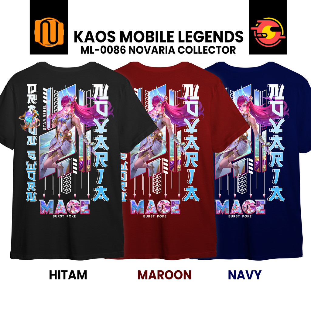 Kaos NOVARIA COLLECTOR Mobile Legeds Lengan Pendek Hitam Cotton   Distro Skin ML MLBB