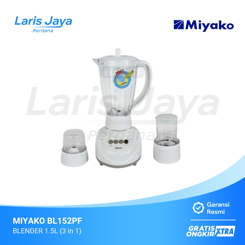Blender Miyako BL-152PF, 1.5 Liter Plastik, Serbaguna untuk Jus, Bumbu & Es Batu (3 in 1)