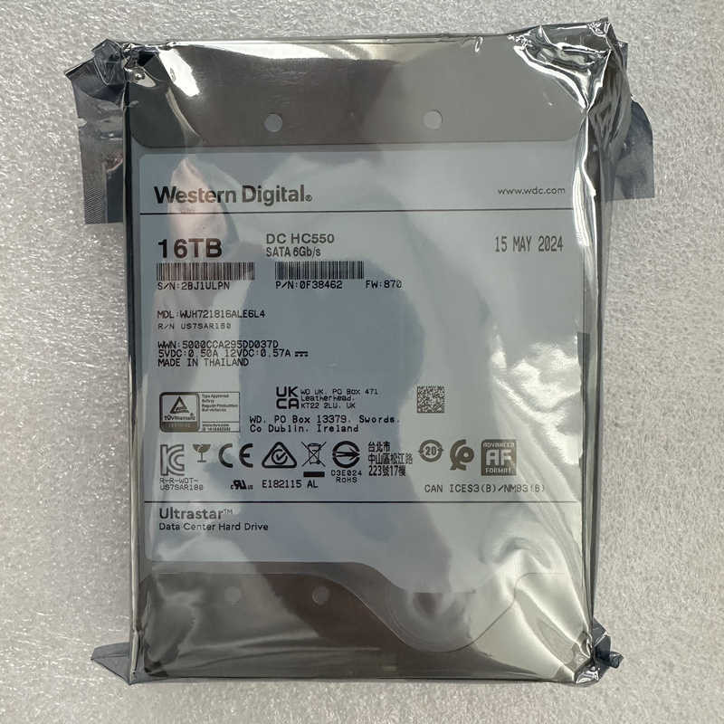 New WD HC550 HDD 16TB Server Enterprise Hard Disk 0 wer On WUH721816ALE6L4 16T Hard Disk Drive