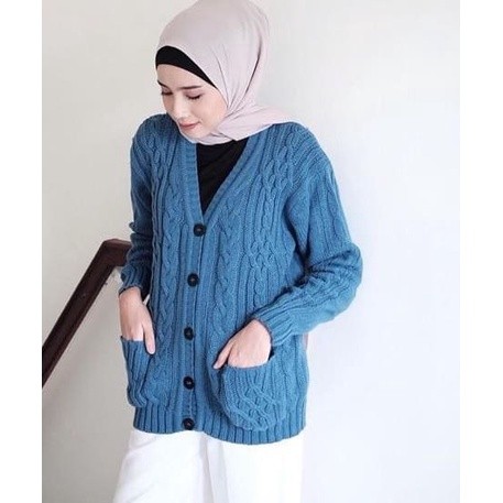 BRIGIXSHOP CABLE CARDY kardigan rajut kepang jumbo wanita panjang kancing oversize tebal terbaru imp