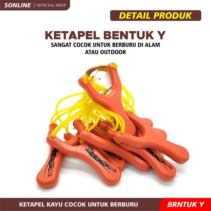 SONLINE Mainan Ketapel Kayu Polos Plitur Perangkap Ikan Kuat dan Kokoh - KETAPEL Y