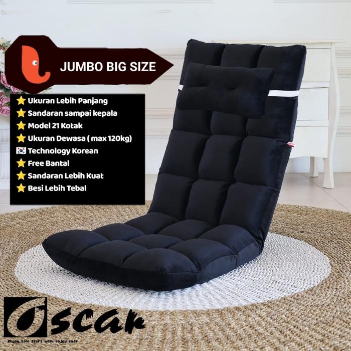 [LUMIOO] kursi lesehan, sofa lipat, kursi lantai, sofa mini, sofa gaming - Hitam, 21 JUMBO