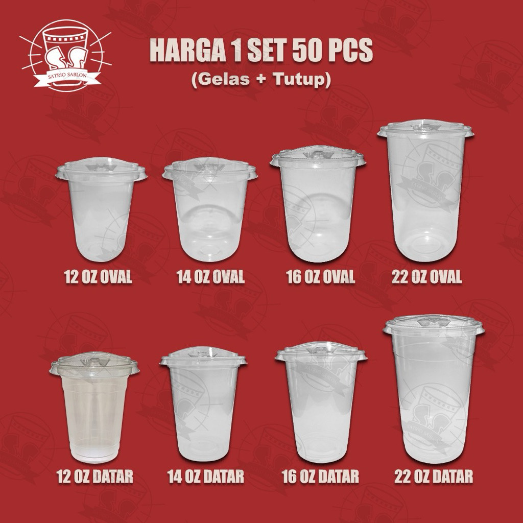 junghimarket - (Harga per slop : 50 pcs) Gelas Plastik dan Tutup Strawless | tutup strawless gelas c