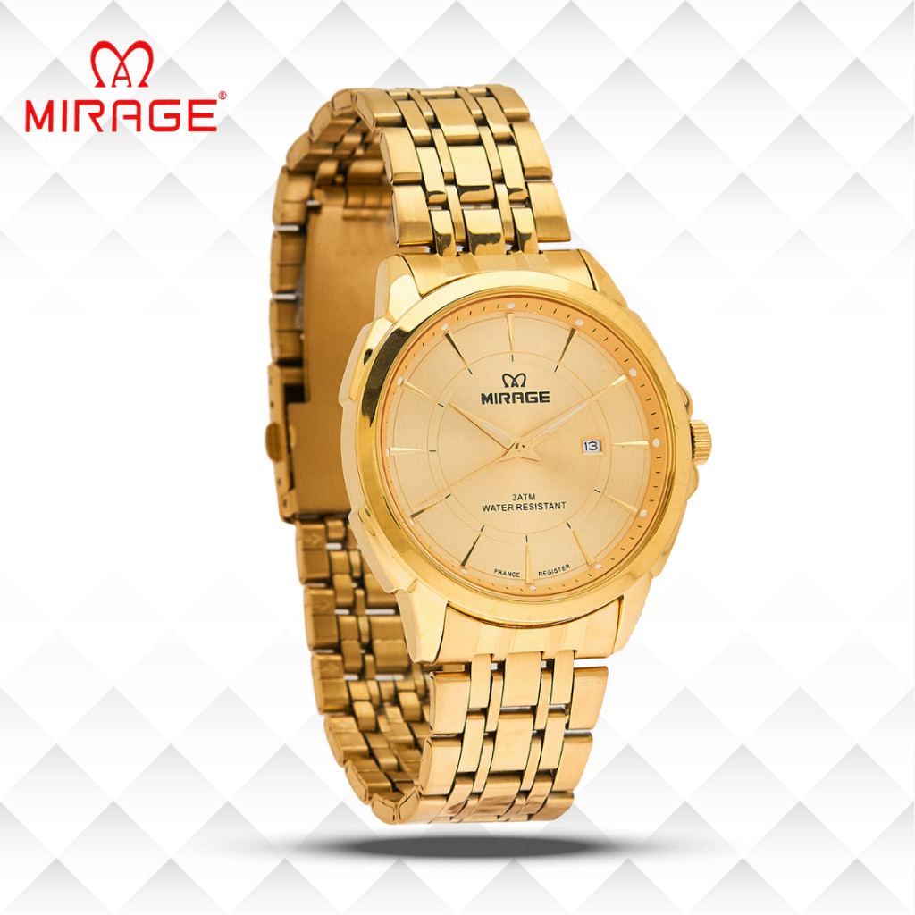 Mirage Jam Tangan Pria Analog 8833 M Gold Original Stainless