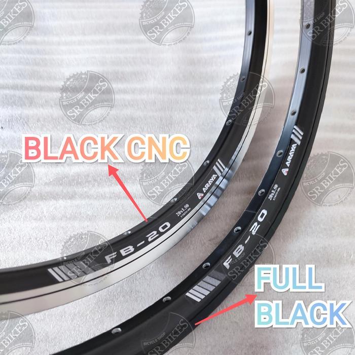 Velg Rims 20 Murni (ETRTO 406) ALLOY DOUBLE WALL. ARAYA FB-20 - BLACK CNC, 28 HOLE Terlaris