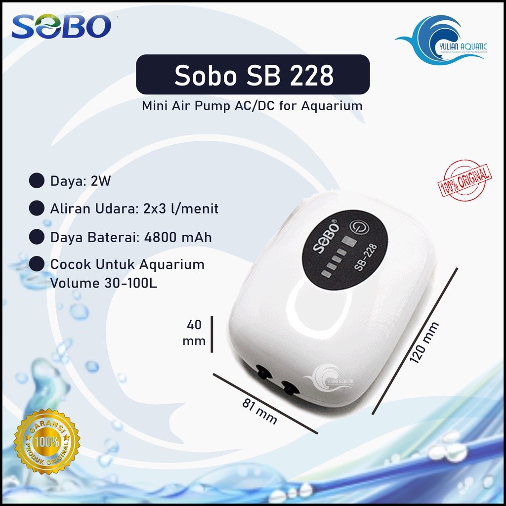 MAGELJAYA AERATOR OTOMATIS EMERGENCY SOBO SB 228 AC DC 2 LUBANG AERATOR OTOMATIS