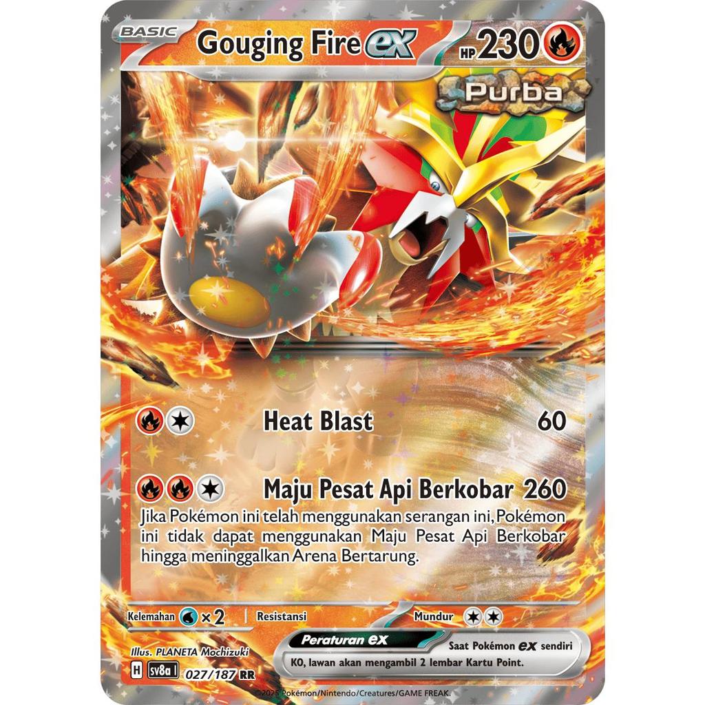 TCG Gouging Fire ex 027/187 RR HOLO SV8a  KARTU CARD POKEMON Indonesia