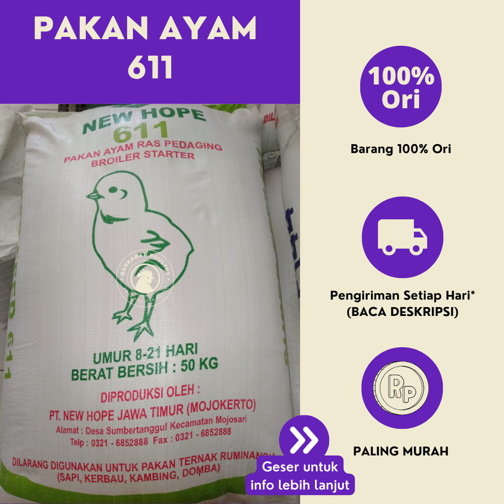 Pakan Ayam 611 (1 Kg) Anakan sampai dewasa