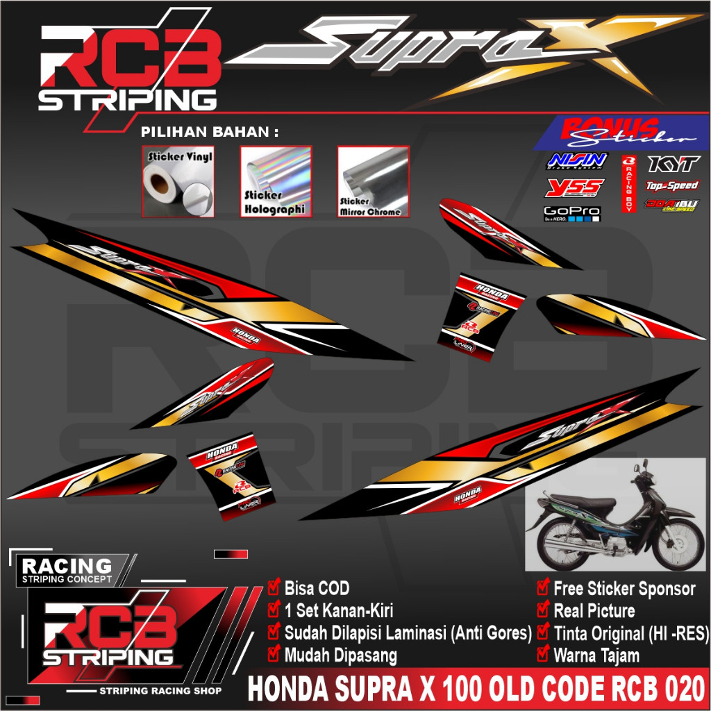 Striping Supra X 100cc / Supra X / Supra Fit Lama Variasi Sticker Stiker Supra Termurah Rcb