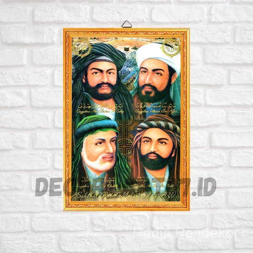FOTO+BINGKAI KAYU MDF 4 SAHABAT NABI / HIASAN DINDING / WALLDECOR
