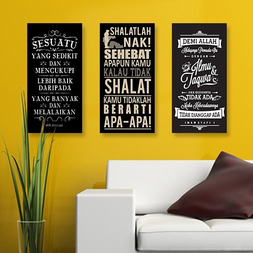 Hiasan Dinding Tema Islami Quotes Hitam MDF Dekorasi Rumah Poster Kayu10x20cm Islamic