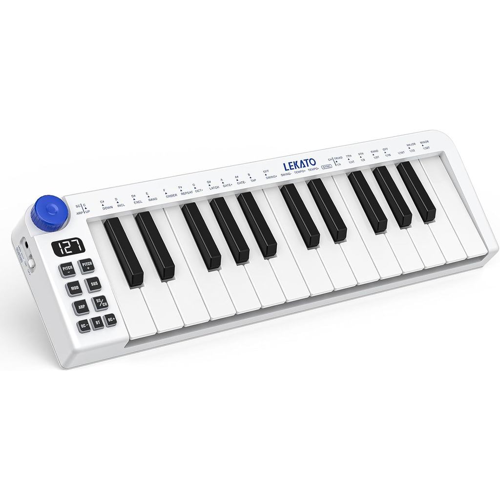 Mini MIDI Keyboard 25 Key MIDI Controller Bluetooth MIDI Keyboard Mini Keys 360 Knob Small MIDI Keyb