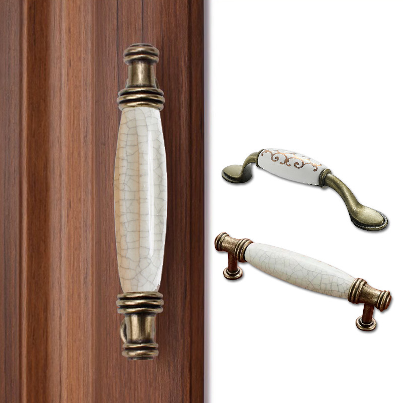 Handle Lemari Vintage Ceramic Crack Paduan Seng Handle Handle Pintu Lemari Dan Handle Laci