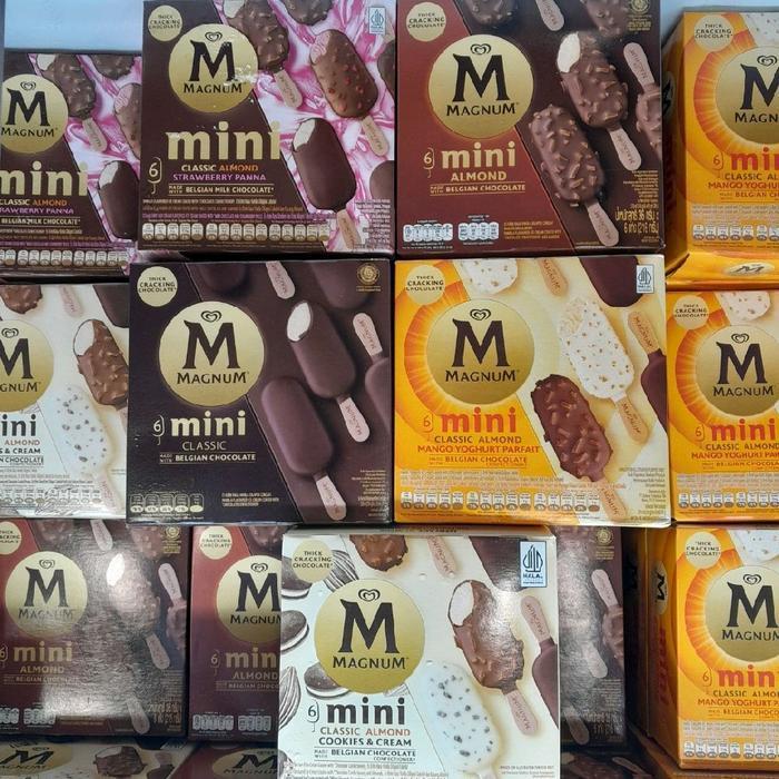 Wall's Magnum Mini Box Isi 6 Ice Cream Es Krim Rasa Classic Belgian Chocolate / White Almond / Cooki