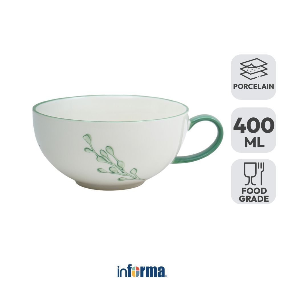 Informa Appetite Cassia Cangkir Mug Porcelain Leaf 400 ml - Putih Gelas Minum Tea Cangkir Kopi Wadah