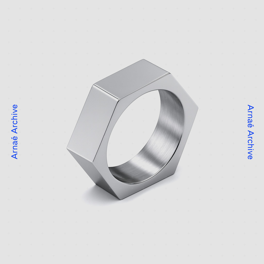 Arnae Archive — Hex Band Ring — Cincin Stainless Steel Unisex Anti Karat