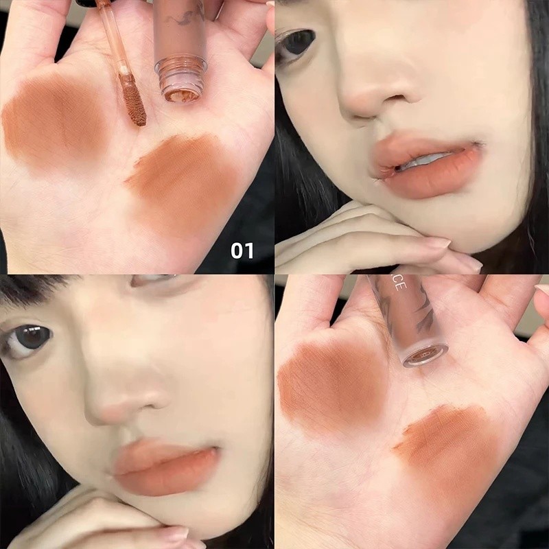 Lipstik Matte Coklat Nude Tahan Lama Warna Bibir Alami Oranye Tahan Air Warna Anggur Merah Seksi Lip