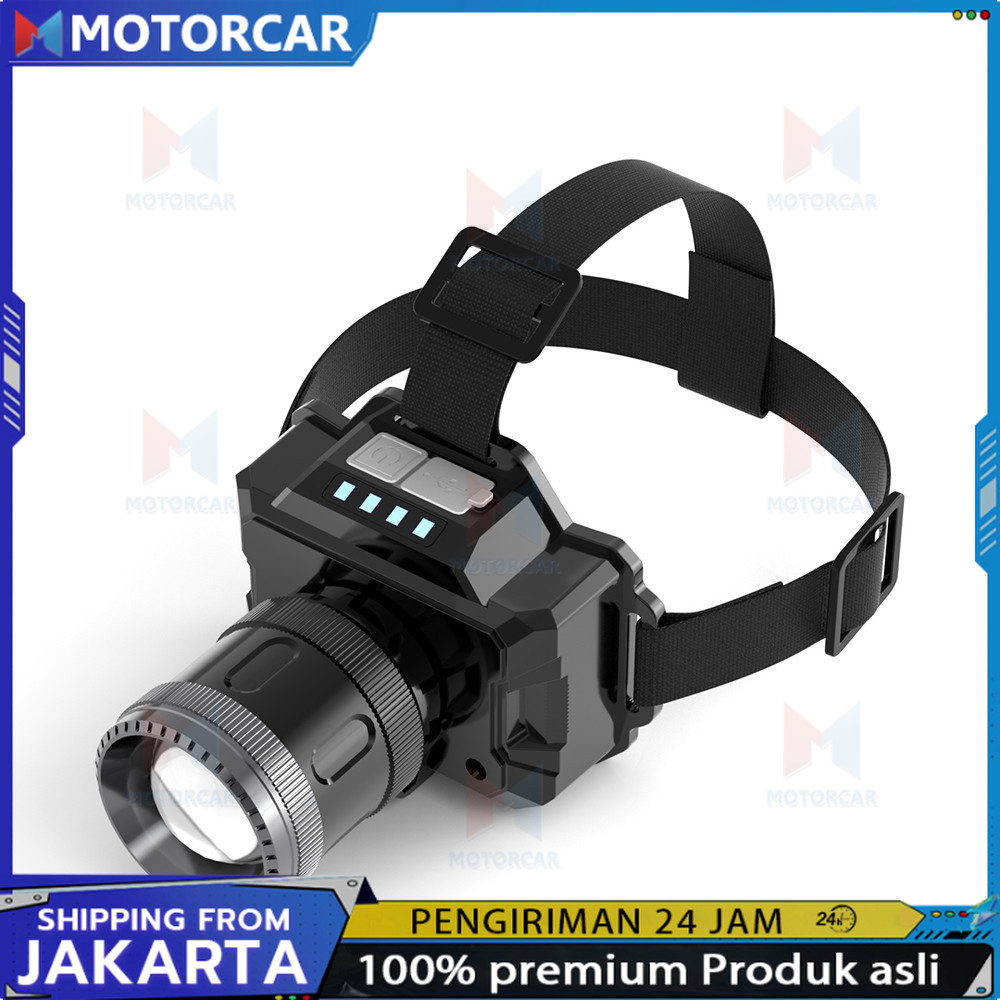 COD  Senter Kepala LED Kuat Senter Kepala Zoom Portabel Senter Kepala Tahan Air Isi Ulang USB Batera