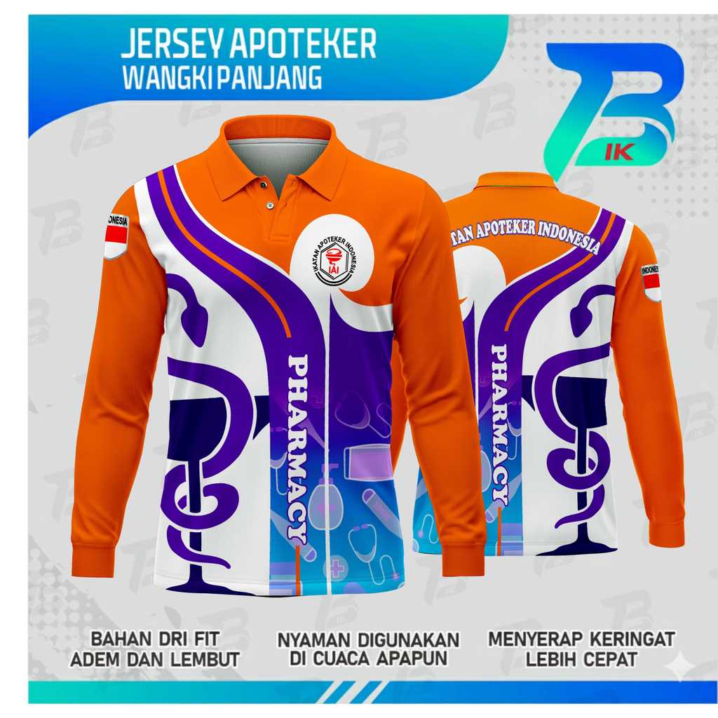 JERSEY WANGKI APOTEKER LENGAN PANJANG /KAOS KERAH APOTEKER FULLPRINT/JERSEY APOTEKER DRYFIT MILANO