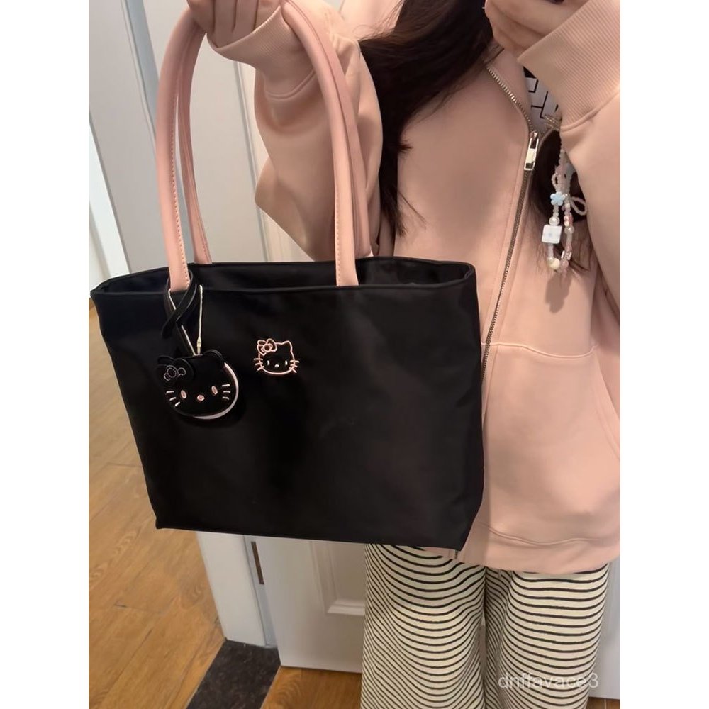 kitty Embroidered Handbag Waterproof Underarm Tote Bag Women's Nylon Bag