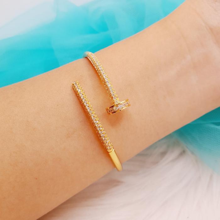 Gelang Bangle Lux Paku Mata Ukuran Fleksibel RG135 - -