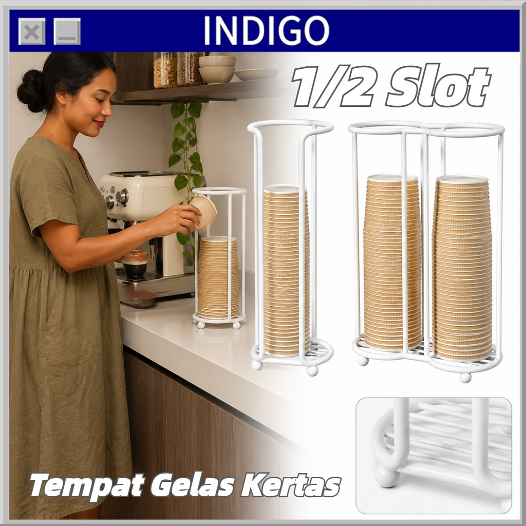 Dispenser Paper Cup 1/2 Slot Rak Cup Holder Tempat Gelas Kertas Rak Gelas Kopi Cafe Kantor